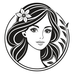 Mother and Baby Line Art Vector Illustration