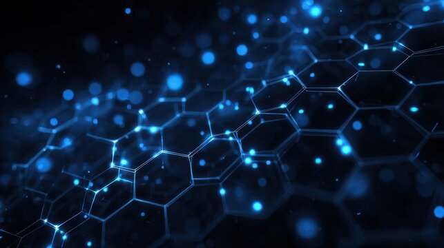 glowing blue network hexagons abstract