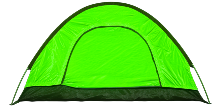 Bright Green Dome Tent With Dark Base, cut out transparent