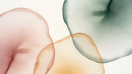 Abstract watercolor artwork with soft overlapping shapes in natural earth tone colors