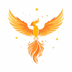 Fototapeta premium Majestic phoenix bird with wings outstretched on white background
