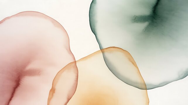 Abstract watercolor artwork with soft overlapping shapes in natural earth tone colors