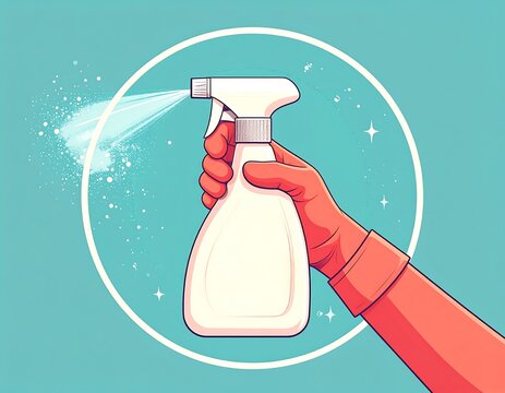 Hand spraying disinfectant for cleaning and hygiene, vector illustration.
