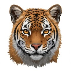 Fototapeta premium Striking Illustration of a Majestic Tiger Head with Intense Eyes on a White Background Vector