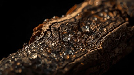 Macro of a Tree Bark, Abstract Wallpaper, CloseUp of Dew, Awesome Texture with Light, Beautiful Background, using generative ai