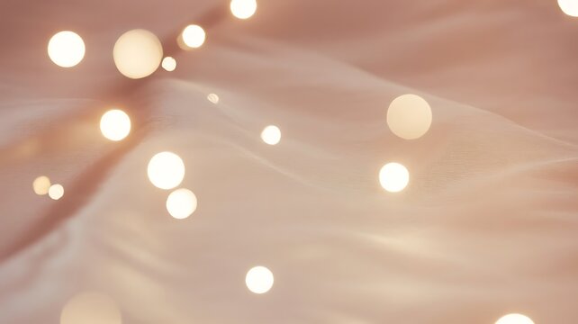 Soft glowing orbs floating above delicate fabric creating a gentle romantic aesthetic