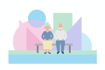 Senior couple meditating peacefully on a bench promoting mindfulness and wellbeing in retirement