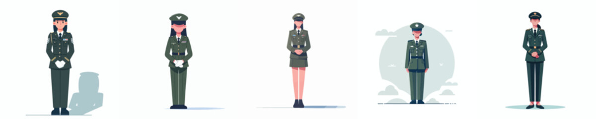 vector of a female army soldier standing
