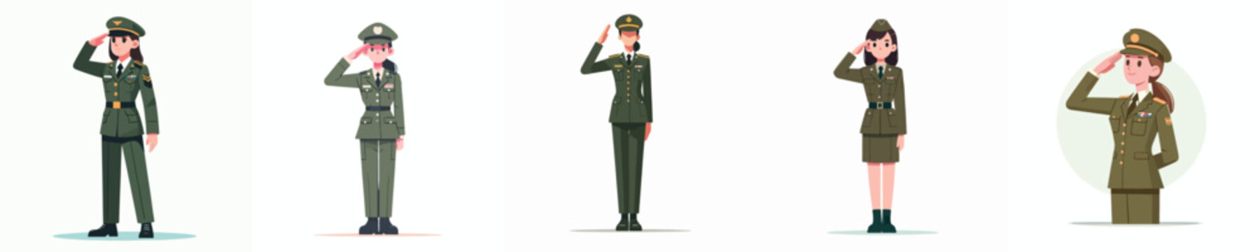 vector of an female army soldier saluting gesture