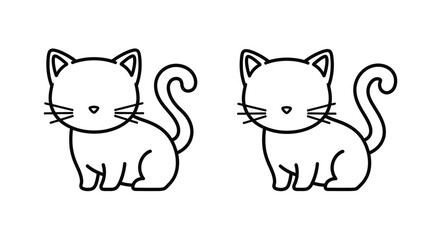 Simple black and white drawing of two cute cartoon kittens sitting side by side