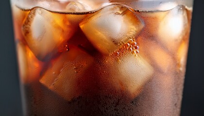 Fototapeta premium A Glass Of Iced Coffee Extremely Close Up