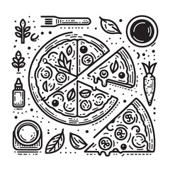 Fototapeta premium Pizza Doodle Vector | Hand-drawn Pizza Icon Set