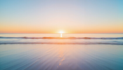 Serene sunset over calm ocean waves with pastel sky colors  