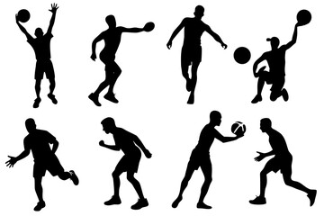 set of Ball Games Silhouette Pack  Isolated on White Background