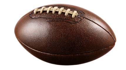 American Football with Laces on White Background, cut out transparent