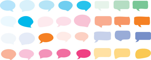 colorful speech bubble vector set, cartoon chat icon balloons, dialogue talk sticker, editable design