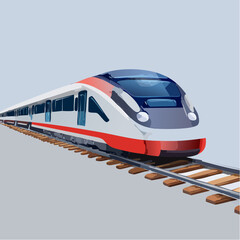 Fototapeta premium Modern high speed train on track illustration for transportation theme