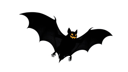 Fototapeta premium A black Halloween bat silhouette in motion full view centered on dark grey gradient cinematic lighting high detail