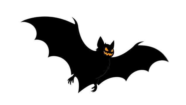 A black Halloween bat silhouette in motion  cinematic lighting minimal commercial style transparent PNG ready