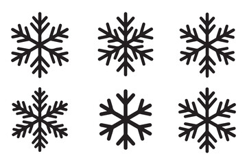 Snowflake silhouette icon, simple winter cold weather symbol isolated on white background

