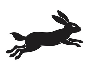 Rabbit jumping silhouette vector isolated on white background