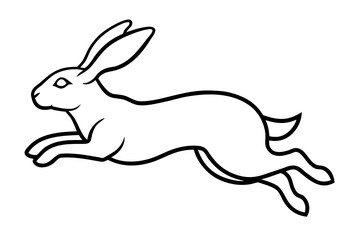 line art Rabbit jumping silhouette vector isolated on white background