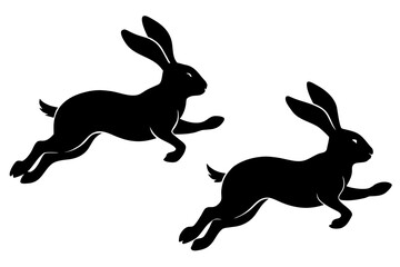 Rabbit jumping silhouette vector isolated on white background