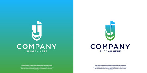 badge logo with golf training concept, professional athlete, vector graphic design.