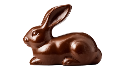 Brown chocolate bunny rabbit sculpture, cut out transparent