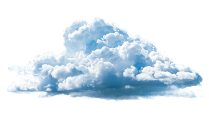 Fluffy Cumulus Cloud Formations Against Clear Sky, cut out transparent