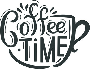 Coffee Time creative lettering typography inside a cup design