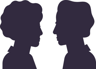 Man and woman relationship face to face silhouette