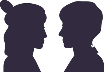 Couple silhouettes facing creating connection and relationship concept