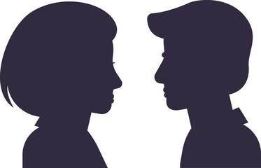 People communication concept with profile silhouettes facing each other