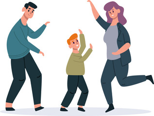 Family enjoying time together, dancing and celebrating