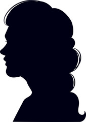 Woman profile silhouette abstract vector illustration with updo