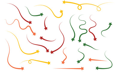 Colorful Wavy Arrow Vectors with Star Elements for Design