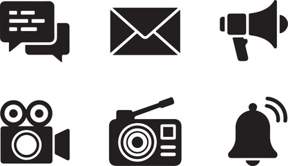 Engaging social media marketing tools icons set