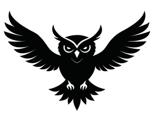Owl flying silhouette vector isolated on white background