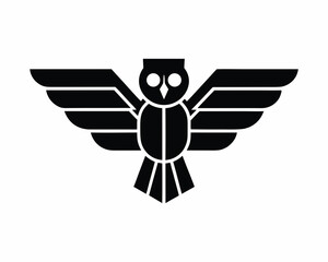 Owl flying icon silhouette vector isolated on white background