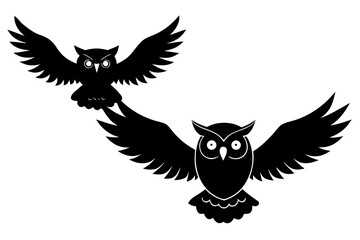 Owl flying silhouette vector 
