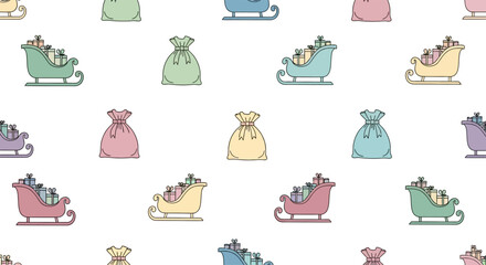 Cute Christmas Sleighs and Gift Bags Pattern.