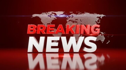 Breaking news graphic with world map in the background