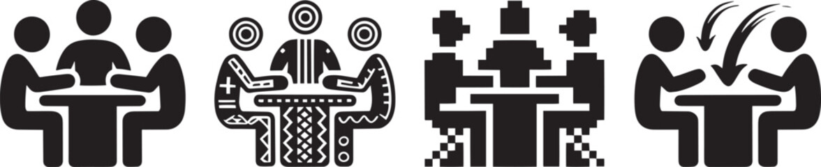 People gathered around table discussing business strategy brainstorming ideas meeting collaboration work group