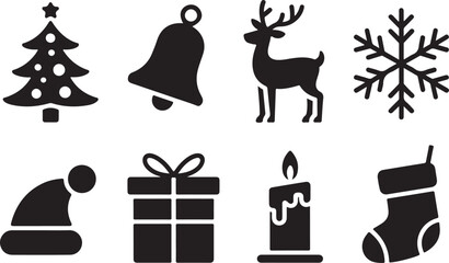 Festive Christmas icons for holiday cheer design
