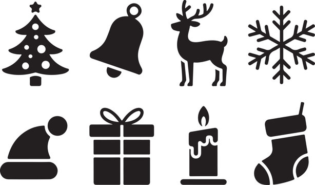 Festive Christmas icons for holiday cheer design