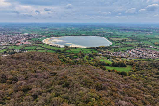 Aerial photo of Cheddar reservoir and surrounding, Somerset, UK