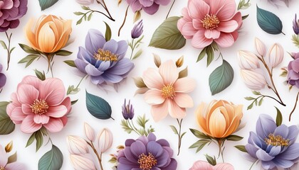 Floral Seamless Pattern With Delicate Garden Flowers On A White Background Floral Background