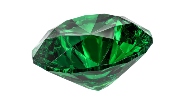 Facetted Emerald Gemstone, cut out transparent