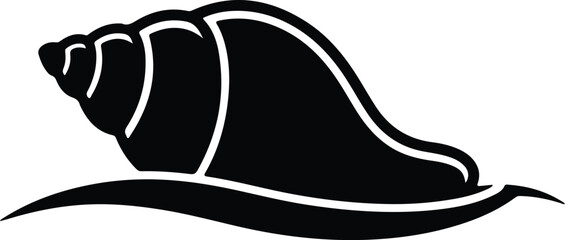 Vector conch sea shell simple black and white silhouette illustration